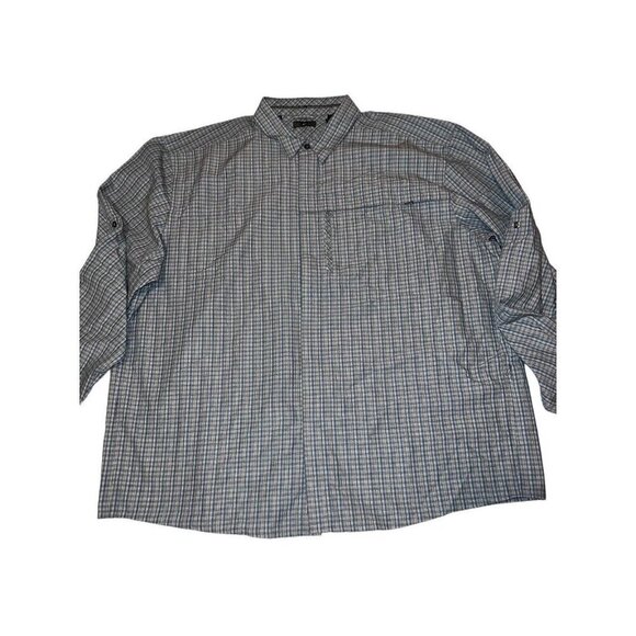 REI Mens Blue Gray Window Pane Print Long Sleeve Button Down Shirt Sz XXL UPF 50 - Picture 1 of 11